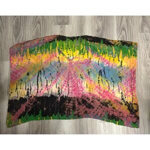 ODEL Womens Tie Dye V Neck Short Sleeve Rayon Top Blouse L boho free size‎